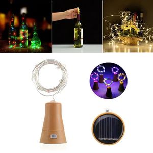 Solarbetriebene 8 LEDs korkförmige Silberdraht-Weinflaschen-Lichterkette für Weihnachtsfeier – Rosa