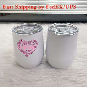 Sublimation Wine Tumbler Mugs 12oz DIY Egg Shape Cup Stainless Steel Coffee Mug Glasses Thermo Milk Cups