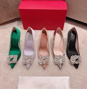 Champagne wedding shoes, women's formal ,autumn dresses, high-heeled satin pointed dress, wild square buckle style belt box with rhinestones