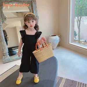 Bärenführer Mädchen Baby Casual Jumpsuits Koreanische Stil Kleidung Anzüge Sommer Kinder Rüschen Playsuits Kinder Ärmellose Kleidung 210708