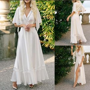 Unique Evening Dresses Robes for Photo Shoot or Baby Shower V Neck Short Sleeve Lace Chiffon Robe Maternity Photoshoot Bathrobes