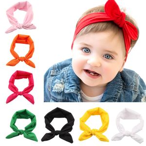 Modası 14 Renkler Ins Bebek Kız Kulak Bantlar Yaylar Elastik Ilmek Kafa Çocuk Saç Aksesuarları Hairband Çocuk Türban Düğüm Şapkalar