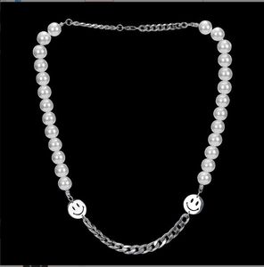 Chaoren alloy metal chain splicing pearl smiling face Necklace