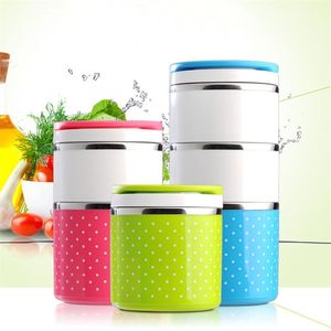 Cute Thermal Lunch Box Bento Cartoon Leakproof Food Storage Container Stainless Steel for Kids Students Women Gift 210423