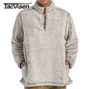 Tacvasen Mężczyźni 1/4 Zip Sherpa Sweter Sweter Koszula Mężczyźni Fuzzy Kurtki Zima Frosty Fleece Sweter Casual Sherpa Sweter Płaszcze Y0825