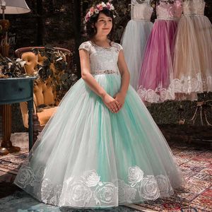 Langes elegantes formelles Hochzeitskleid für Mädchen, Event-Partykleidung, Abendkleid, Erstkommunion-Kleider, Kleidung, Neujahrs-Prinzessin-Kleid Q0716