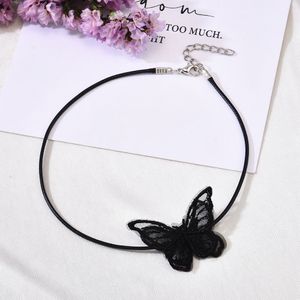 Fairy Simulation Trójwymiarowy Naszyjnik Butterfly Koreański Temperament Szyfonowy Choker Collar Naszyjnik Moda Clavicle Chain Y0309