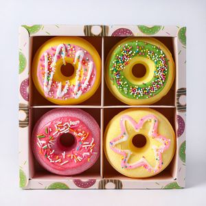 Kabarcık Banyosu 4pcs/Set El yapımı esansiyel yağ kabarcık topu çilek donut banyo bombası okyanus tuz topları doğal cilt bakım gövdesi spa stres rahatlama anneler günü doğum günü