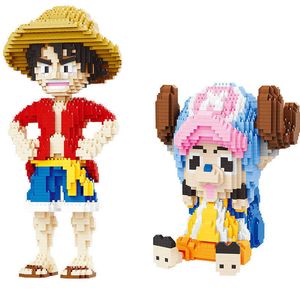 Anime One Piece Monkey D. Luffy Sitting Chopper Block DIY Model Building Toy dla dzieci Brak pudełka Q0723