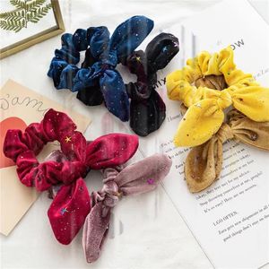 Women Girls velvet Bunny Ears star Hairband Elastic Hair rope Ties Accessories Ponytail holder Rabbit ears hairbands Children Scrunchy