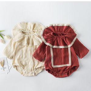 Spring Autumn Infant Baby Girls Rompers Clothes Bodysuit Long Sleeve Lace 0-2Yrs 210429