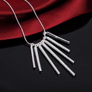 925 Sterling Silver 18 Inch Snake Chain Seven Pillars Pendant Necklace for Women Fashion Wedding Party Charm Jewelry