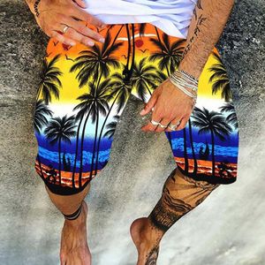 Men's Shorts Mens Fashion Streetwear Summer Casual Pattern Printing Short Pants For Men 2021 Vintage Mid Waist Cotton Loose Beach