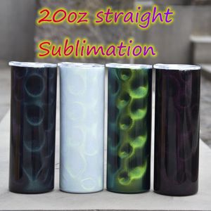 20-Unzen-Sublimationsbecher, gerade, 4 Farben, leer, bunter Becher mit Metallstrohhalmen, Edelstahl-Wasserflasche, doppelwandige, vakuumisolierte Becher