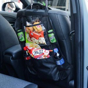 Black Auto Seat Back Organizer Multi Pockets for Tablet Holder Drinks Pouches Snacks Kids Toys Storage Bag Travel Stowing Tidy