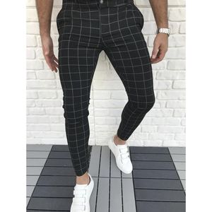 Sexy High Waist Spring Autumn Pocket Autumn Pocket maschile Slim Plaid Straight Gambe Pants Casual Pencil Jogging