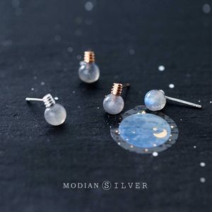 Söt rund kristall glödlampa roman stud örhängen mode charm 100% 925 sterling silver studs öra för kvinnor smycken 210707