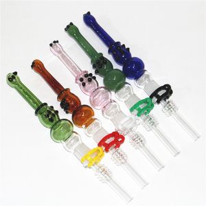 Shisha Glass Nektar Bong Kit 14mm Quarz Domeless Edelstahlspitze Stroh Bong Zubehör DAB Rigs Wasserrohre