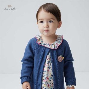 DBJ18804 dave bella autumn infant baby girls fashion floral cardigan kids girl toddler coat children cute knitted sweater 211106