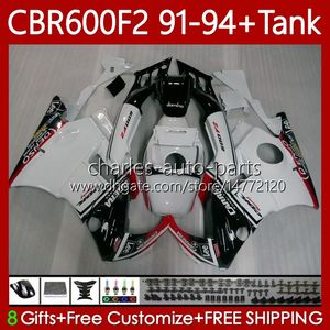 Bodys +Tank For HONDA CBR600 CBR 600 F2 FS CC 600F2 91-94 Bodywork 63No.17 600FS 600CC CBR600F2 91 92 93 94 CBR600-F2 White black CBR600FS 1991 1992 1993 1994 Fairing Kit