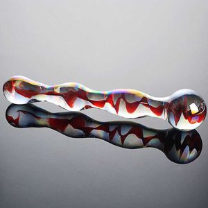 Färgglada Crystal Pyrex Glass Dildo Anal Beads Ball Butt Plug Onani Konstgjorda Penis Dildo Vuxen Sexleksaker för kvinnor Gay X0503