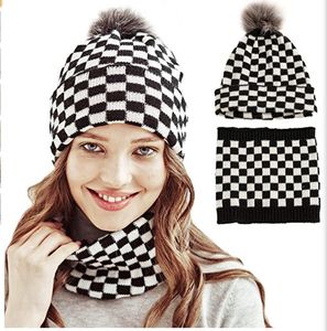 Womens Slouchy Beanie Quente Adulto Inverno Cachecol Chapéu De Malha Lattice Wool Ball