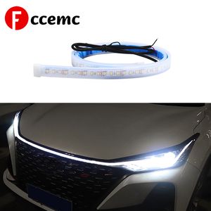 Car LED Hood Light Strip Flexible White Running Daytime Lights Decorative Backlight Long Atmosphere Lamp For Most Vehicles 12V