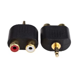 Vergoldeter 3,5-mm-Stereo-Stecker auf 2 Cinch-Buchsen, Y-Splitter, Audio-Adapter-Konverter