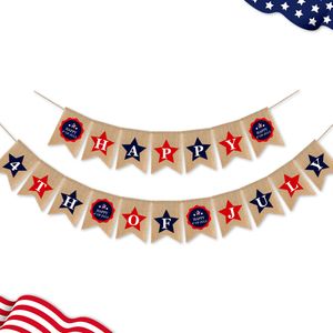 Burgeee Flaggor Independence Days Happy 4th of July Swallowtail Banners Amerikanska National Day String Flag Bunting Banner Party Decoration WMQ1169