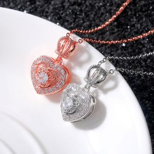 Sparkly Zircon Clavicle Chain Necklace Women Heart Crown Short Necklaces Fashion Jewelry Gift for Love Girlfriend