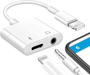 Lightning till 3,5 mm hörlursuttag Adapterkablar 2 i 1 laddare och Aux Audio Splitter Converter för iPhone 6 7 8 x xr xs 11 12 13 mini pro max med butikslåda