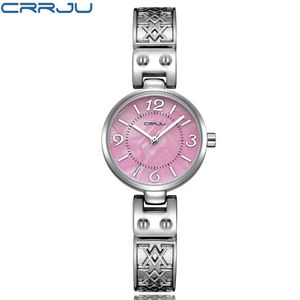 Crrjuファッション女性腕時計アナログディスプレイステンレス鋼エレガントクォーツウォッチライフ防水グッドギフトレディウォッチボックス210517