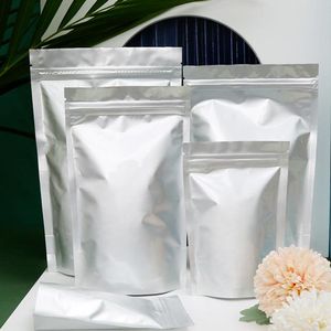 400pcs står upp plast aluminiumfolie återförslutbar dragkedja förpackning väska torr matlagring för zip poly påsar återförsäljning lås rena mylar väskor