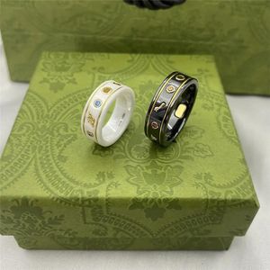 Men Women Designer Rings Fashion Ceramics Love Ring Engagements For Women With Bee Gemstone Pattern Classic Couple Rings Luxury Jewelry 21ss