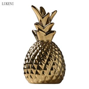 Creative Shape Ceramic Fruit Pineapple Props Interior Home Decoration 210414