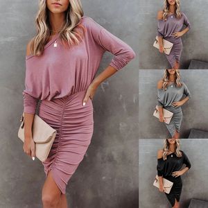 2021 Brand Womens Fashion Sexy Dresses Wind Fine Flash Tight Solid Color Designer