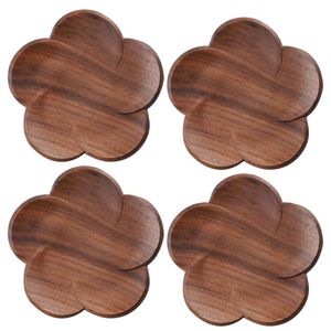 Mats almofadas Wood Coasters Pack de 4, Placemats Decor Pétala Resistente ao Calor Bebida Esteira Home Tabela Chá Coffee Coffee Pad