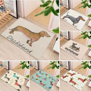 Dachshund Sausage Cão Cute Animal Chrismas Chrismas Funny Carpet Entrada Entrada Entrada Entrada Bem-vindo Mat Home Floor Decoração 211204