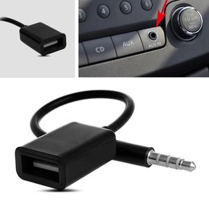 Car 3.5mm Male AUX Plug Jack To USB 2.0 Female Converter Cable Adapter Cord for MP3 Audio Player