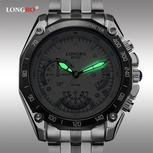 Wholesale watch strips resale online - Wristwatches Long Bo Three eyed Six Stitches Steel Strip Waterproof Quartz Man Watches Manufacturer Leisure Fashion