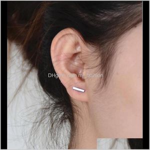 Jewelryfashion Gold Sier Plated Black Punk Simple T Bar For Women Ear Stud Line Fine Jewelry Minimalist Earrings Drop Delivery 2021 Cy0Hy