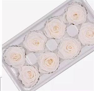 Caixa de presente de rosas flor eterna 8 pçs/caixa flores preservadas artesanais rosa eterna presente para ela no aniversário do dia das mães dos namorados