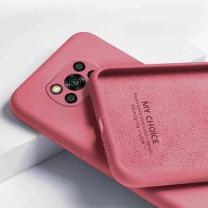 حالات الهاتف ل Poco X3 NFC السائل السيليكون Redmi Note 10 Pro 9 Pro K40 Case 11 10T ProSoft Cover