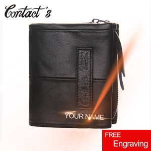 Classic Men's Wallet Genuine Leather Removable Zipper Male Tri-fold Purse With Coin Pocket High Capacity Money Bag Photo Holder