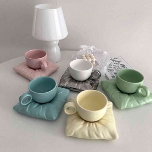 Nordic Style Ceramic with Pillow Coaster Creative Couple Coffee Tea Cups Saucers Christmas Gift Box Set Drinkware