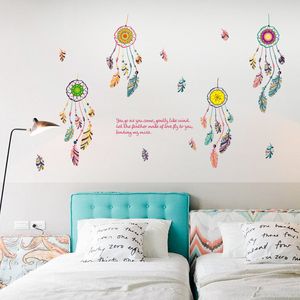 Wiatr Chime Feather Szafka Naklejka Ścienna Sypialnia Salon Home Decor Wall Naklejka Art Wall Decor Sticker Mural 210420