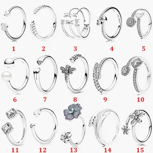 Женские обручальные кольца из стерлингового серебра 925 пробы с кубическим цирконием и бриллиантами для Pandora Pearl Sparkling Arrow Engagement Ladies Gift with Box