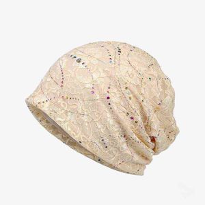 Mulheres laço de laço algodão turbante headwear beanie chemo caps cancro bonés respirável crânio tampão chapéu y21111