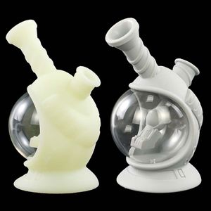 shisha narghilè pipa per fumare acqua bong in vetro dab giunto per tubo flessibile in silicone Capsula spaziale narghilè altezza 6,4 