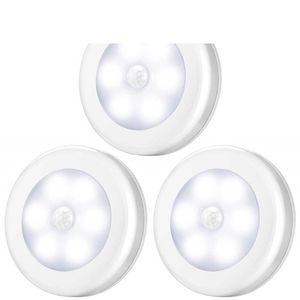 2021 Luci notturne Sensore di movimento PIR a infrarossi 6 LED Luce notturna Rilevatore wireless Lampada da parete Accensione/spegnimento automatico Luci del sensore dell'armadio